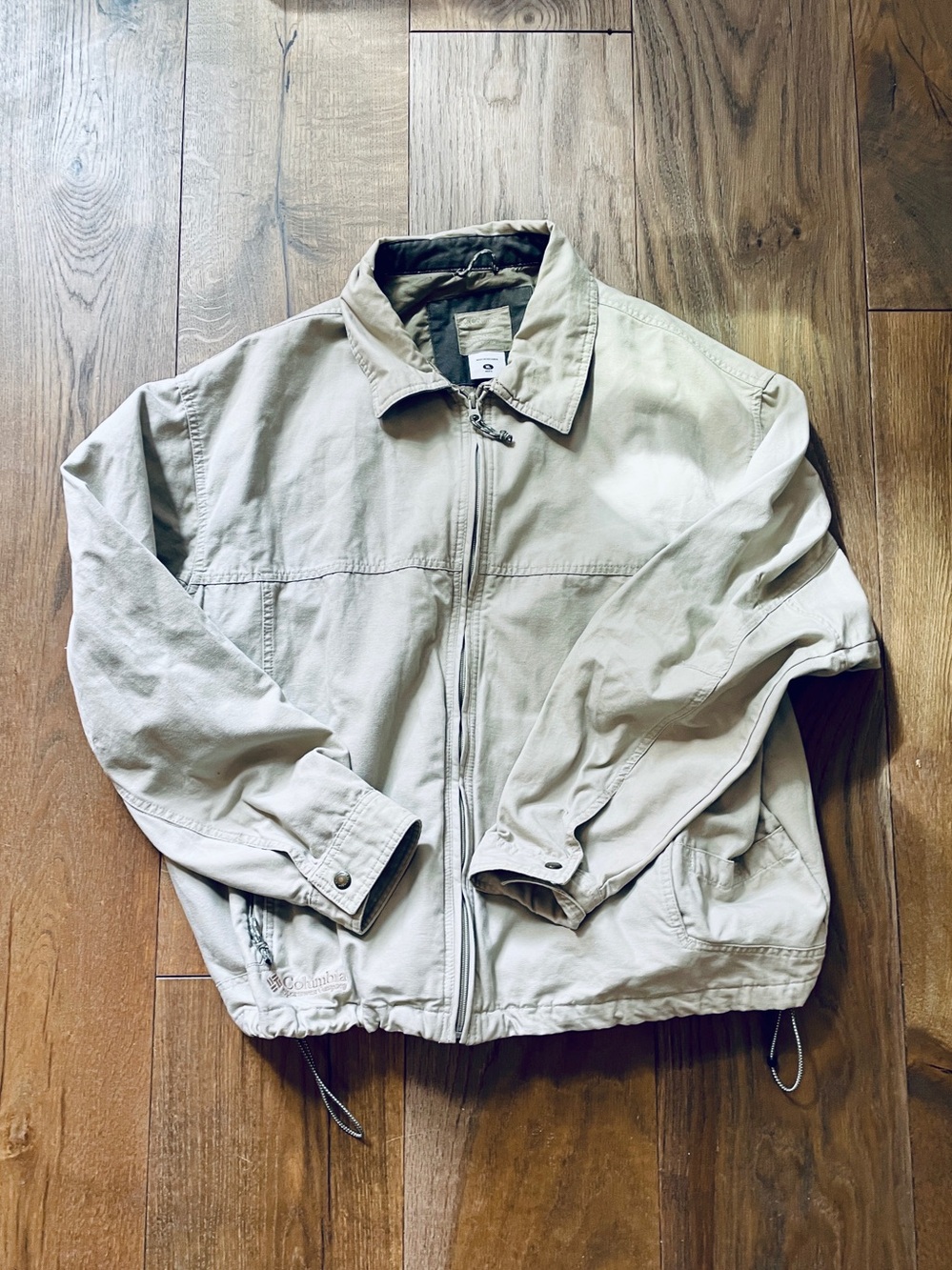 Columbia Men-Women’s Light Beige Zip-Front Jacket - Casual Workwear XL Preloved